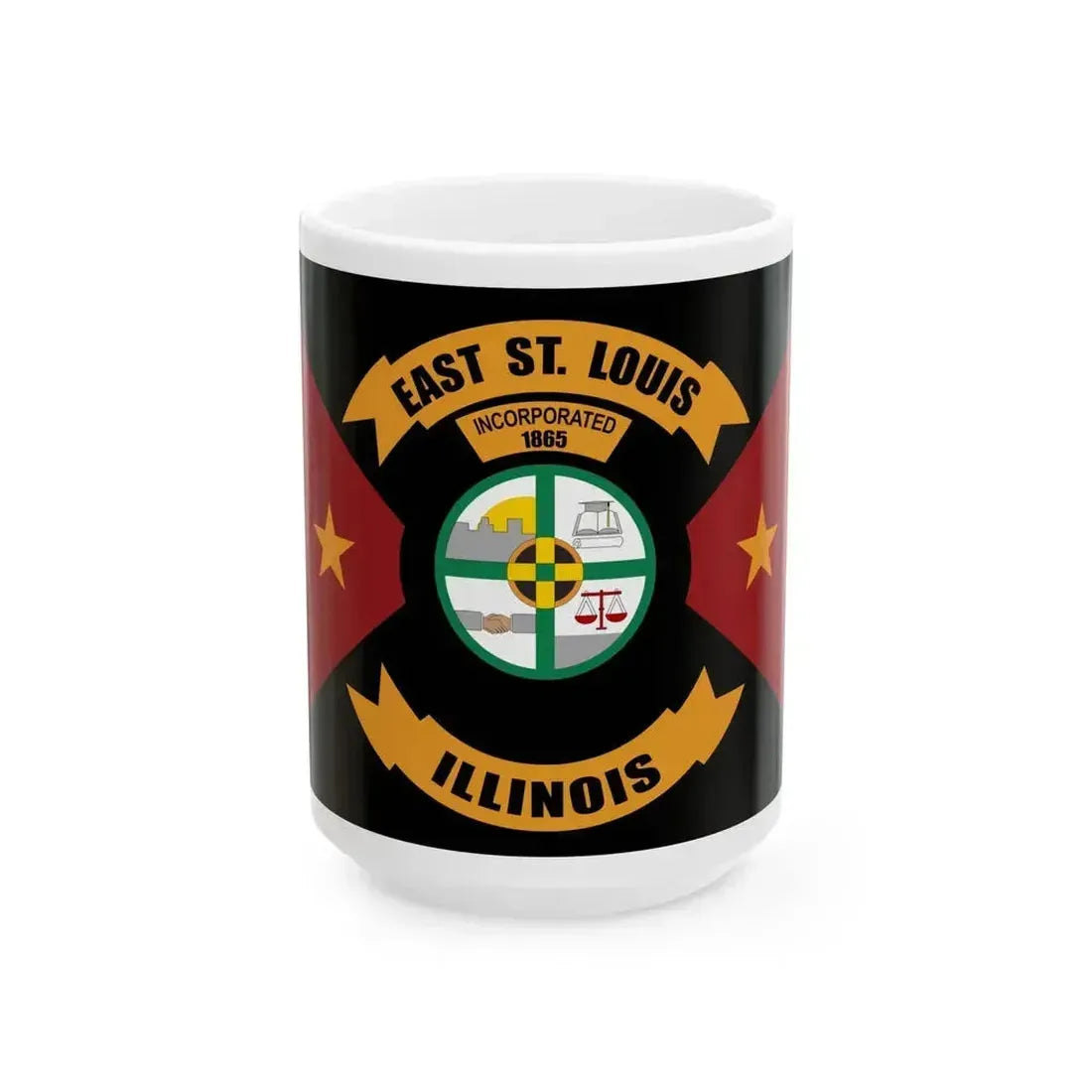 Flag of East St. Louis Illinois (United States) White Coffee Mug 15oz - Go Mug Yourself