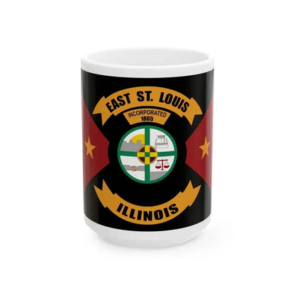 Flag of East St. Louis Illinois (United States) White Coffee Mug 15oz - Go Mug Yourself