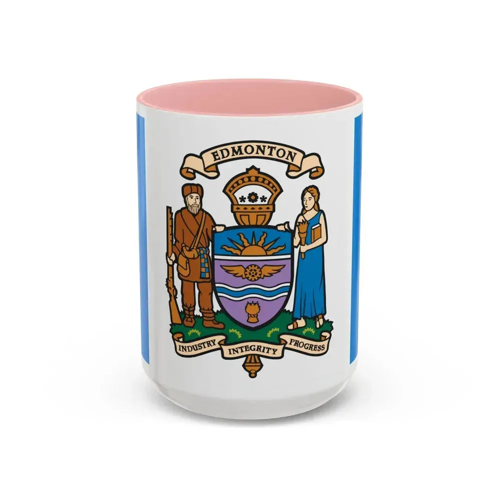 Flag of Edmonton Canada - Accent Coffee Mug 15oz Pink - Go Mug Yourself