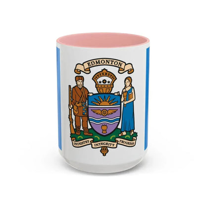 Flag of Edmonton Canada - Accent Coffee Mug 15oz Pink - Go Mug Yourself