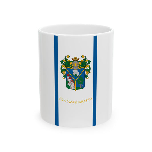Flag of Egyhazasharaszti (Hungary) White Coffee Mug-11oz-Go Mug Yourself