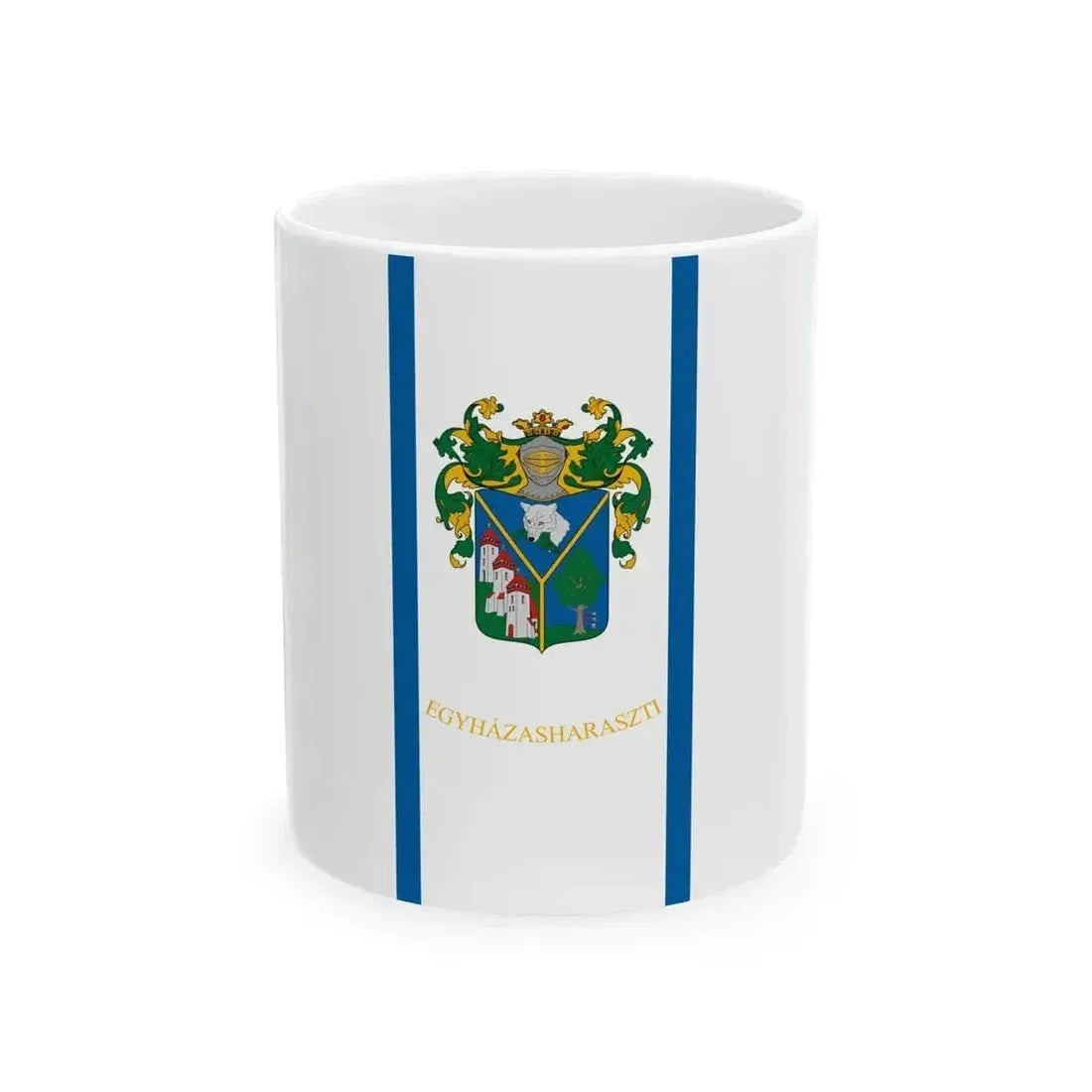 Flag of Egyhazasharaszti (Hungary) White Coffee Mug 11oz - Go Mug Yourself