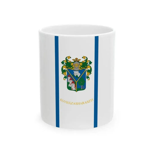 Flag of Egyhazasharaszti (Hungary) White Coffee Mug 11oz - Go Mug Yourself