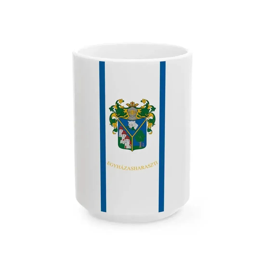 Flag of Egyhazasharaszti (Hungary) White Coffee Mug 15oz - Go Mug Yourself