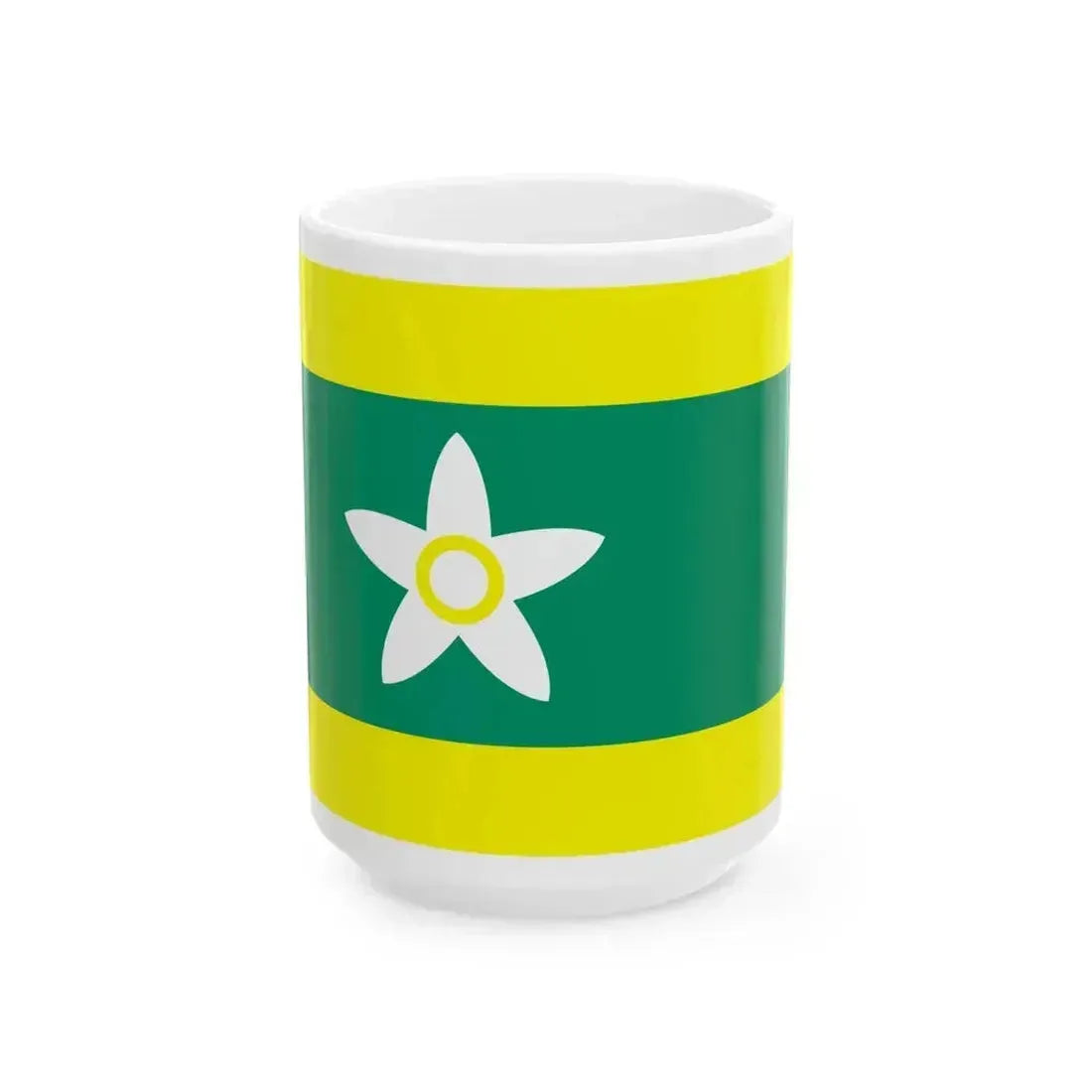 Flag of Ehime Prefecture Japan - White Coffee Mug 15oz - Go Mug Yourself