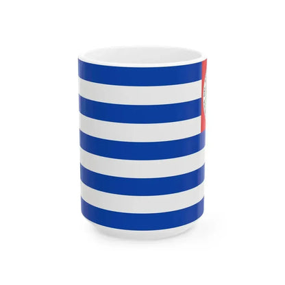 Flag of El Salvador 1877-1912 reverse (El Salvador) White Coffee Mug 15oz - Go Mug Yourself