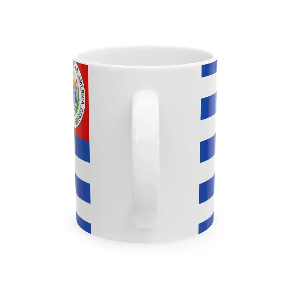 Flag of El Salvador 1877-1912 reverse (El Salvador) White Coffee Mug - Go Mug Yourself
