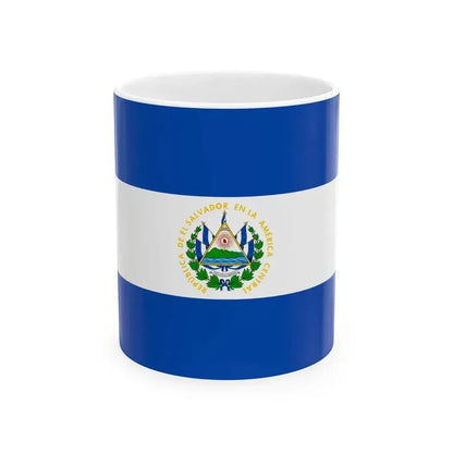 Flag of El Salvador 3-2 (El Salvador) White Coffee Mug 11oz - Go Mug Yourself