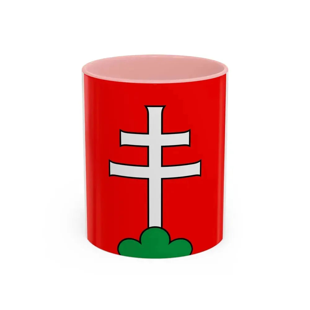 Flag of Elfingen Switzerland - Accent Coffee Mug 11oz Pink - Go Mug Yourself