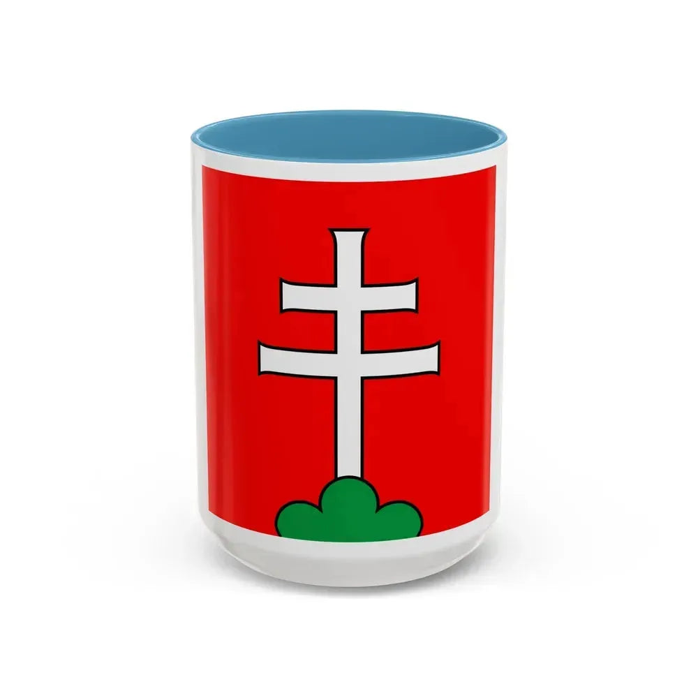 Flag of Elfingen Switzerland - Accent Coffee Mug 15oz Light Blue - Go Mug Yourself