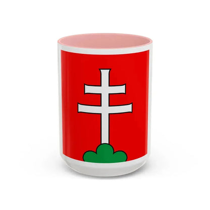 Flag of Elfingen Switzerland - Accent Coffee Mug 15oz Pink - Go Mug Yourself