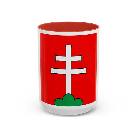 Flag of Elfingen Switzerland - Accent Coffee Mug 15oz Red - Go Mug Yourself