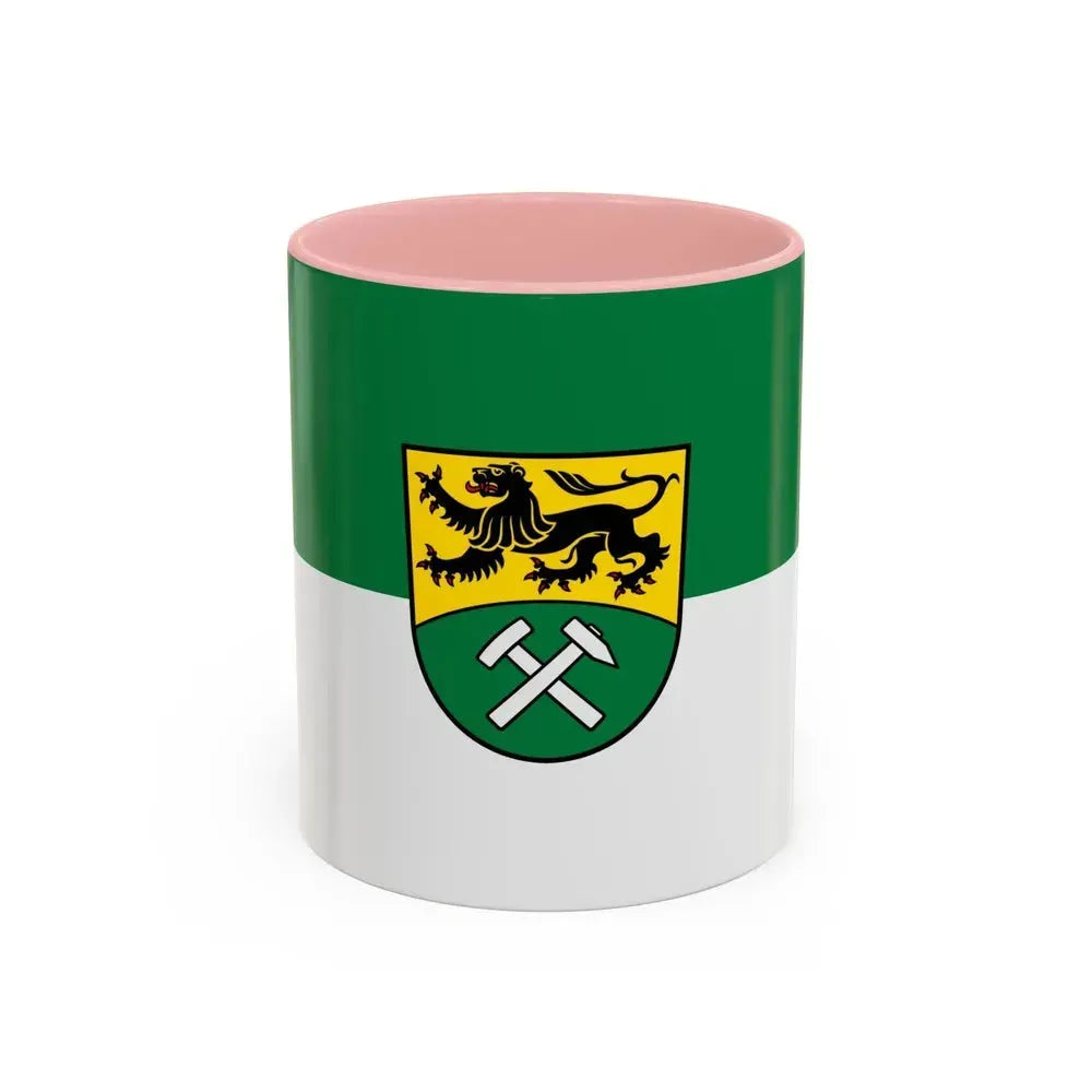 Flag of Erzgebirgskreises Germany - Accent Coffee Mug 11oz Pink - Go Mug Yourself
