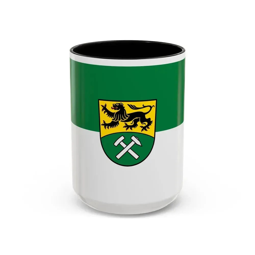 Flag of Erzgebirgskreises Germany - Accent Coffee Mug 15oz Black - Go Mug Yourself