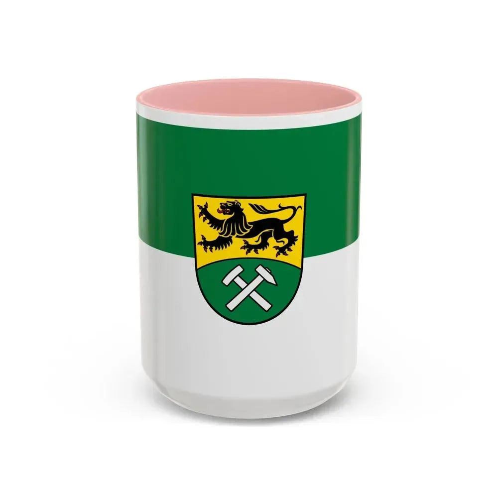 Flag of Erzgebirgskreises Germany - Accent Coffee Mug 15oz Pink - Go Mug Yourself