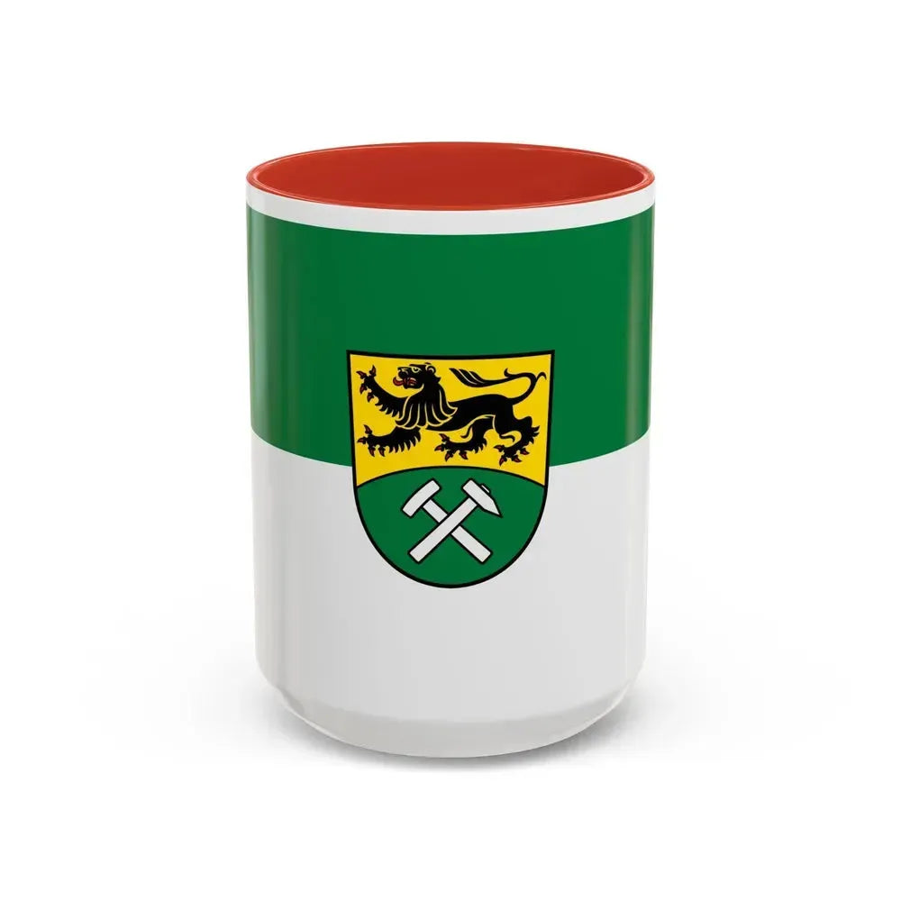 Flag of Erzgebirgskreises Germany - Accent Coffee Mug 15oz Red - Go Mug Yourself