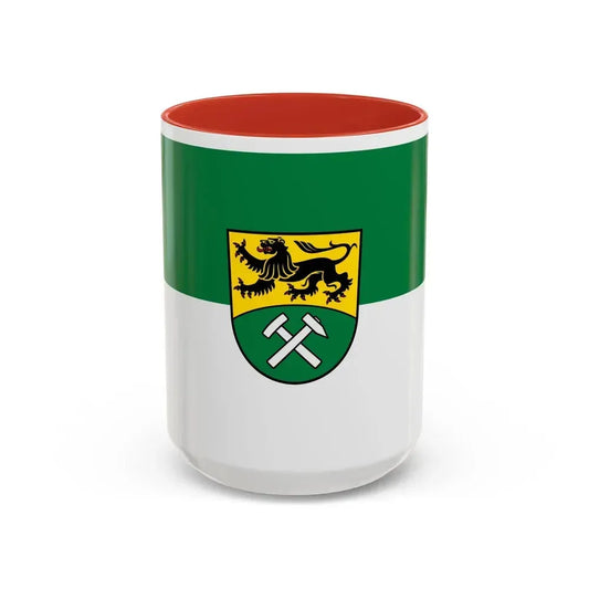 Flag of Erzgebirgskreises Germany - Accent Coffee Mug 15oz Red - Go Mug Yourself