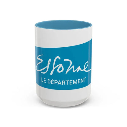 Flag of Essonne France - Accent Coffee Mug 15oz Light Blue - Go Mug Yourself