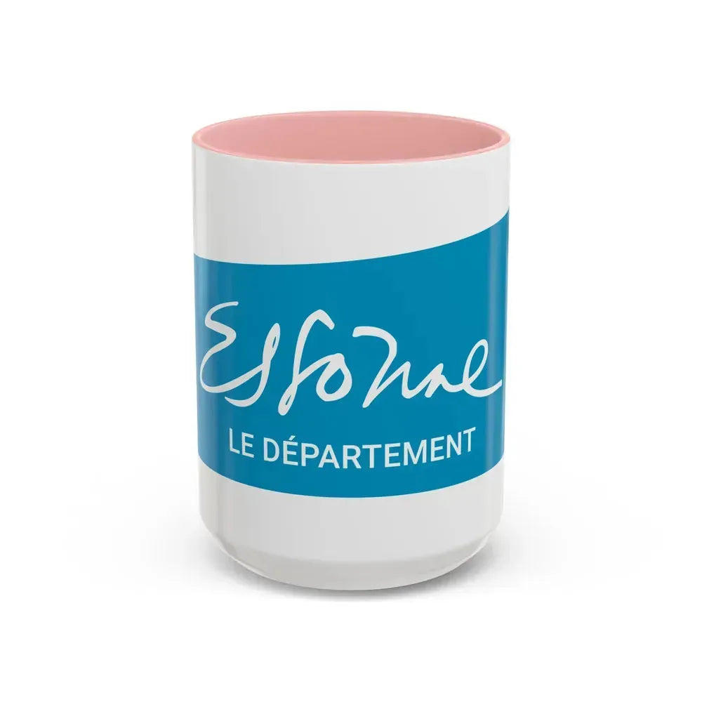 Flag of Essonne France - Accent Coffee Mug 15oz Pink - Go Mug Yourself