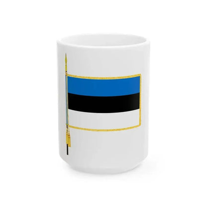 Flag of Estonia parade (Estonia) White Coffee Mug 15oz - Go Mug Yourself
