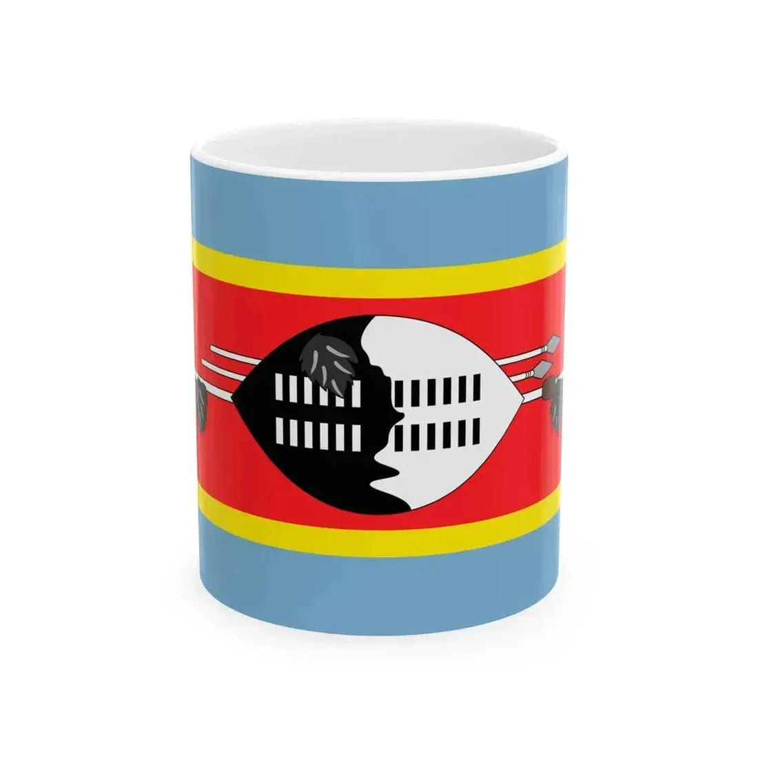 Flag of Eswatini with Black Tassels (Eswatini) White Coffee Mug 11oz - Go Mug Yourself