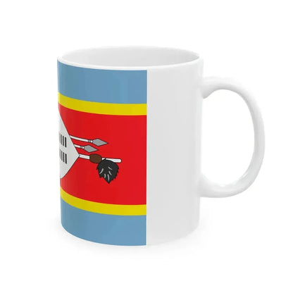 Flag of Eswatini with Black Tassels (Eswatini) White Coffee Mug - Go Mug Yourself