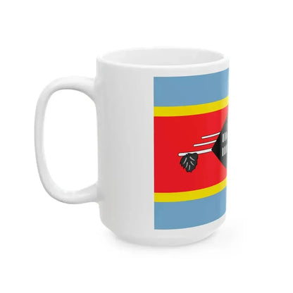 Flag of Eswatini with Black Tassels (Eswatini) White Coffee Mug - Go Mug Yourself