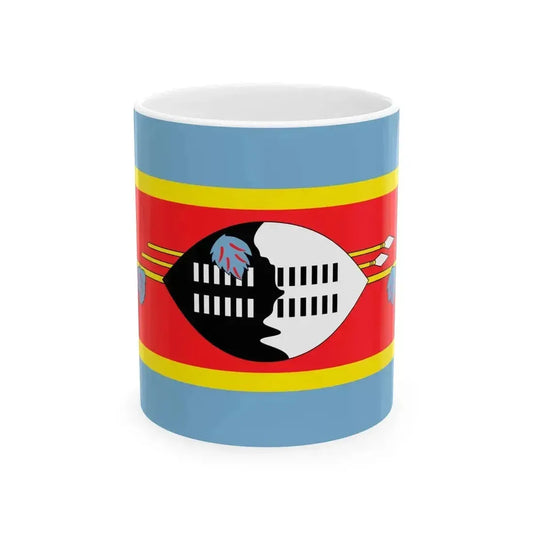 Flag of Eswatini with Lighter Colors (Eswatini) White Coffee Mug 11oz - Go Mug Yourself