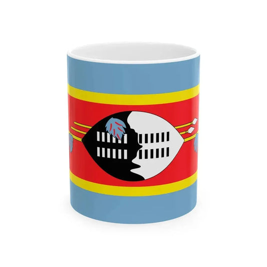 Flag of Eswatini with Lighter Colors (Eswatini) White Coffee Mug 11oz - Go Mug Yourself
