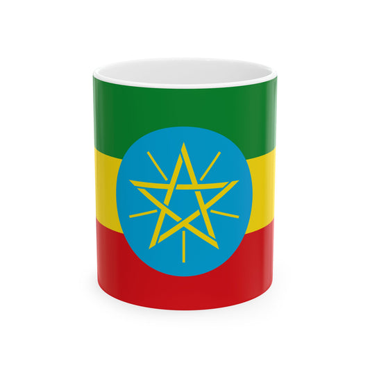 Flag of Ethiopia 1996-2009 2-3 (Ethiopia) White Coffee Mug-11oz-Go Mug Yourself