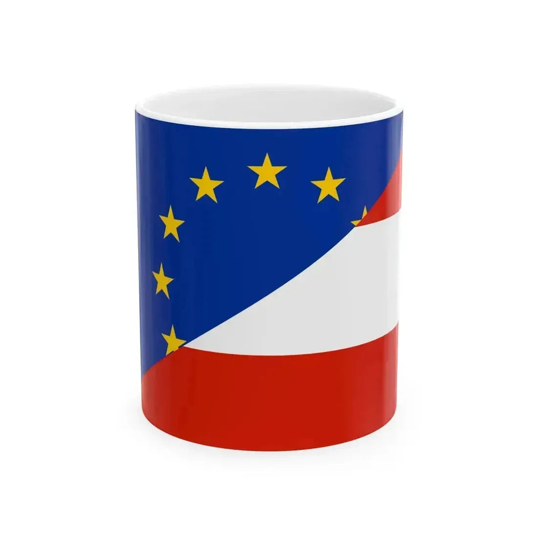 Flag of Europe and Austria (Austria) White Coffee Mug 11oz - Go Mug Yourself