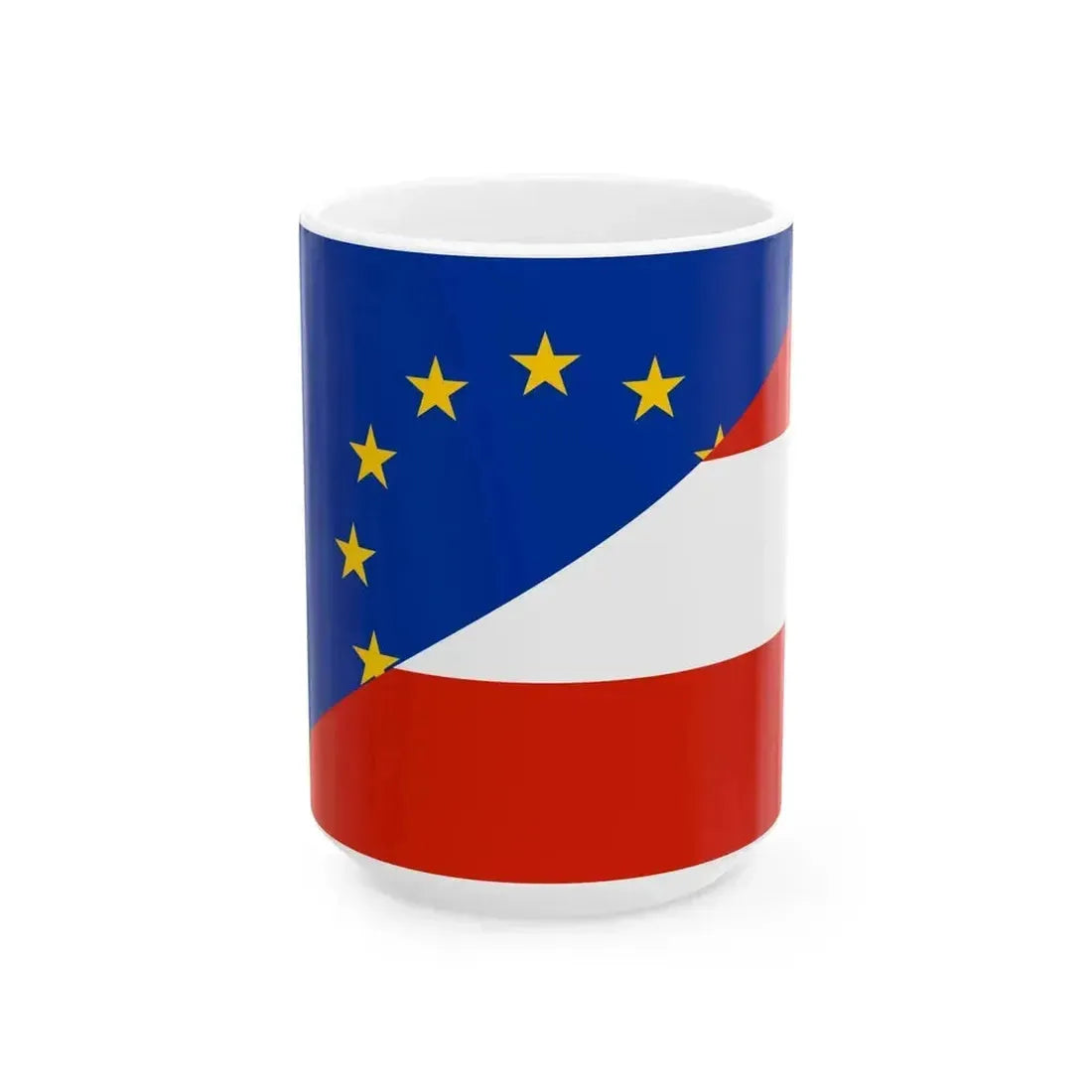 Flag of Europe and Austria (Austria) White Coffee Mug 15oz - Go Mug Yourself