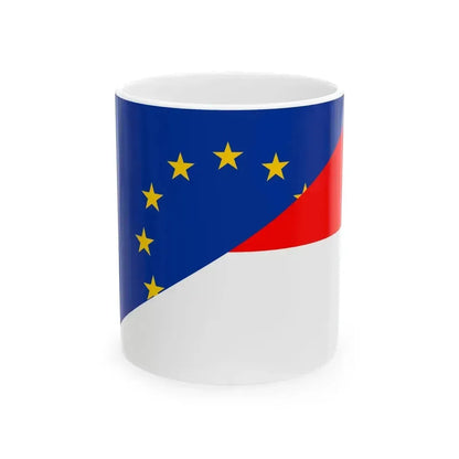Flag of Europe and Indonesia (Indonesia) White Coffee Mug 11oz - Go Mug Yourself