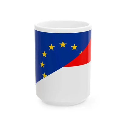Flag of Europe and Indonesia (Indonesia) White Coffee Mug 15oz - Go Mug Yourself