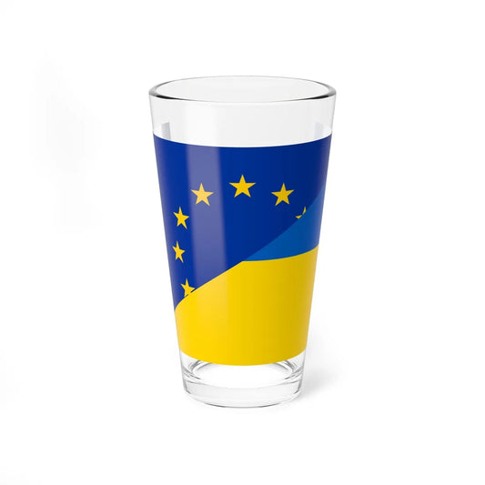 Flag of Europe and Ukraine (Ukraine) Pint Glass 16oz 16oz - Go Mug Yourself