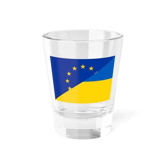 Flag of Europe and Ukraine (Ukraine) Shot Glass 1.5oz 1.5oz - Go Mug Yourself