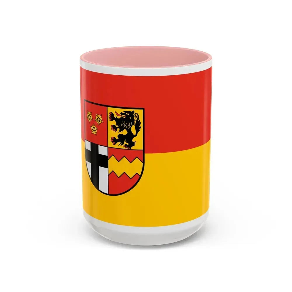 Flag of Euskirchen Germany - Accent Coffee Mug 15oz Pink - Go Mug Yourself