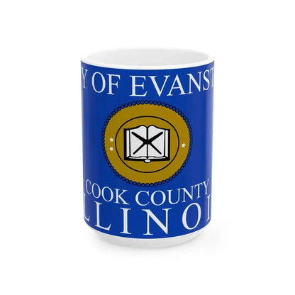 Flag of Evanston Illinois 2015-2024 (United States) White Coffee Mug 15oz - Go Mug Yourself