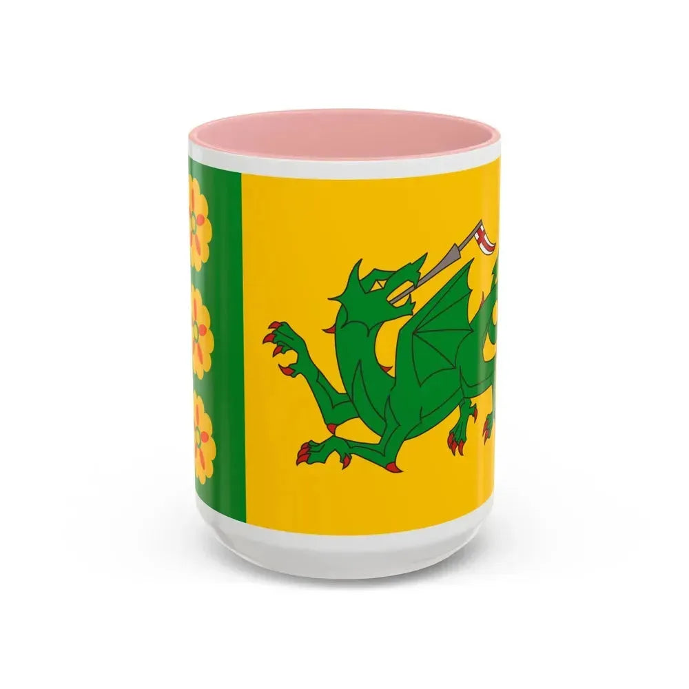 Flag of Evenley UK - Accent Coffee Mug 15oz Pink - Go Mug Yourself