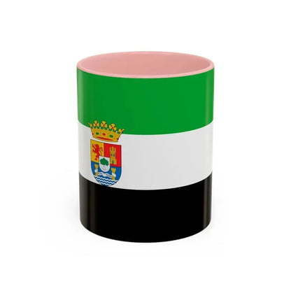 Flag of Extremadura Spain - Accent Coffee Mug 11oz Pink - Go Mug Yourself