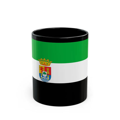 Flag of Extremadura Spain - Black Coffee Mug-11oz-Go Mug Yourself