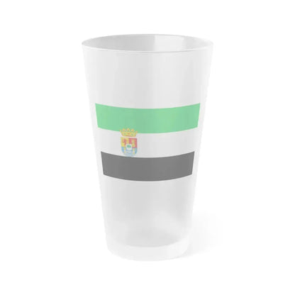 Flag of Extremadura Spain - Frosted Pint Glass 16oz 16oz Frosted - Go Mug Yourself