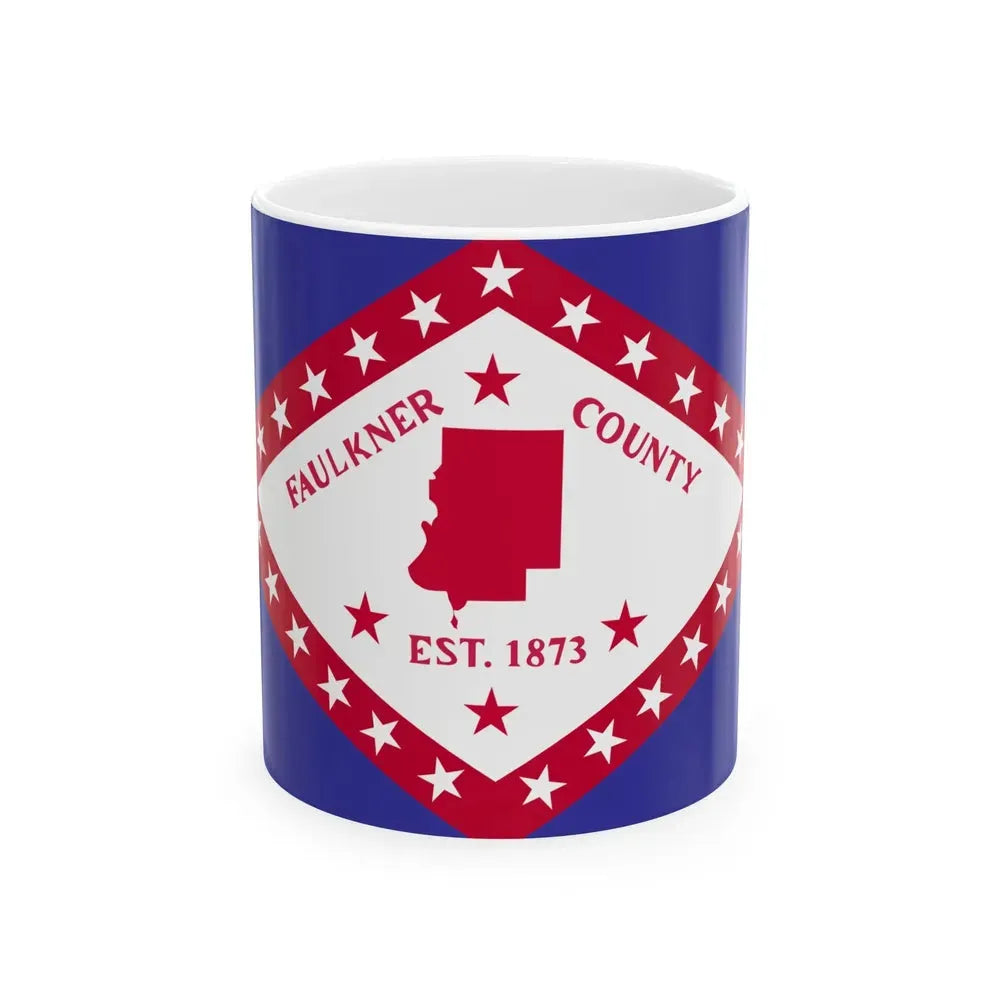 Flag of Faulkner County Arkansas (United States) White Coffee Mug 11oz - Go Mug Yourself