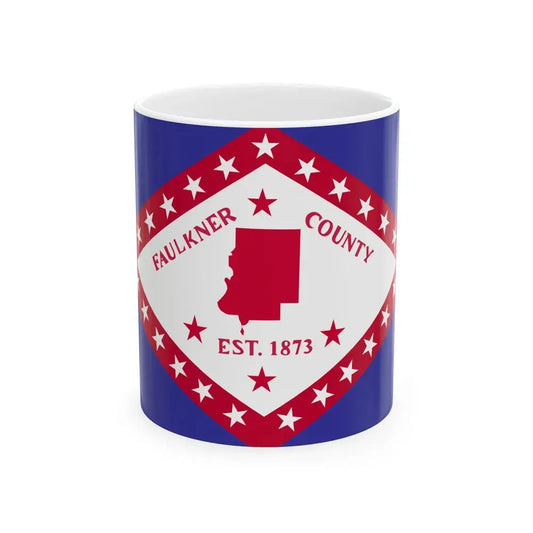 Flag of Faulkner County Arkansas (United States) White Coffee Mug 11oz - Go Mug Yourself