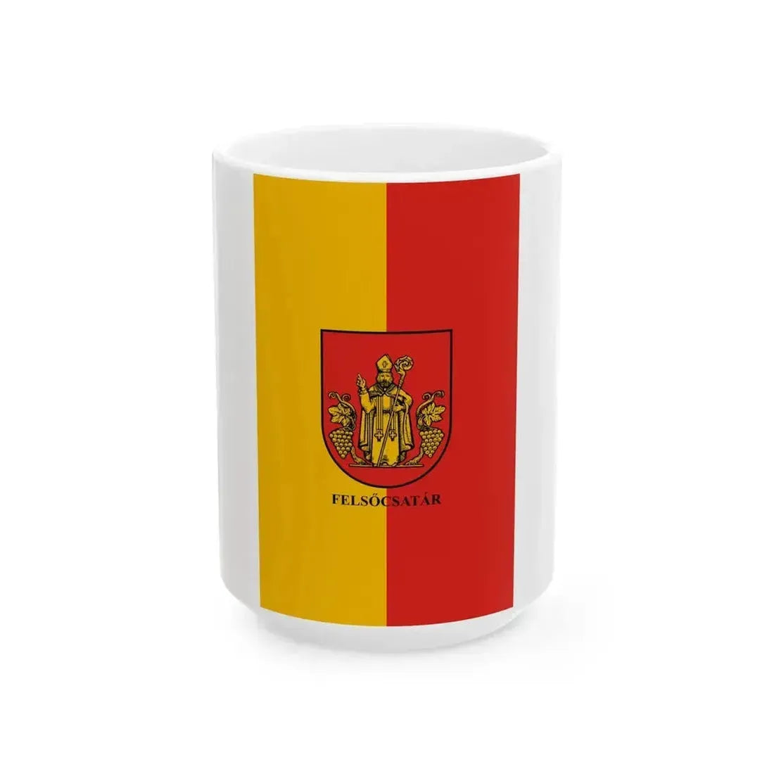 Flag of Felsocsatar vertical (Hungary) White Coffee Mug 15oz - Go Mug Yourself