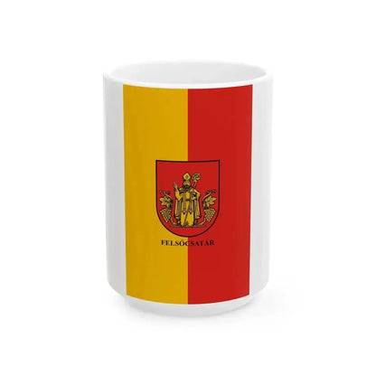 Flag of Felsocsatar vertical (Hungary) White Coffee Mug 15oz - Go Mug Yourself