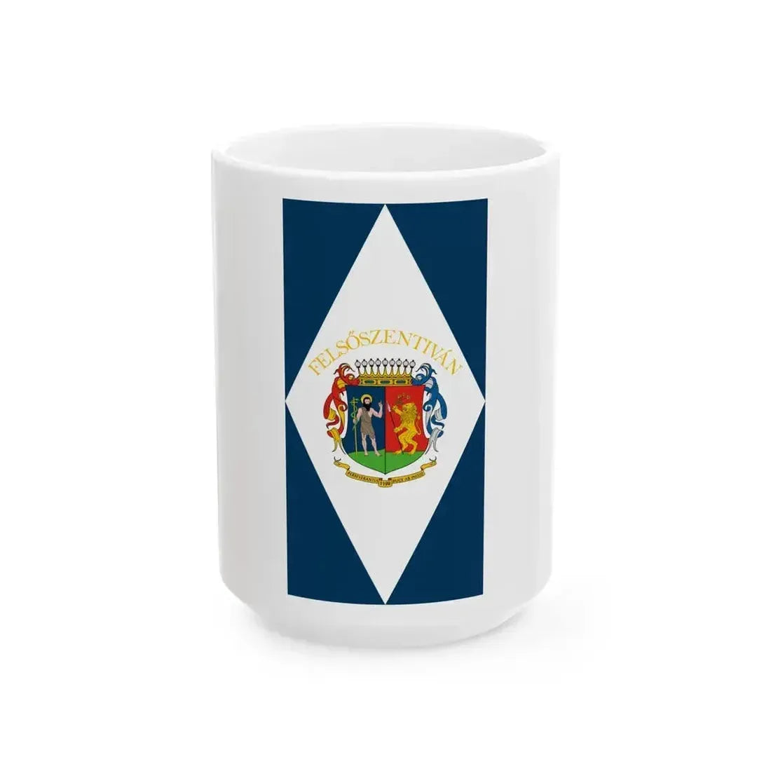 Flag of Felsoszentivan vertical (Hungary) White Coffee Mug 15oz - Go Mug Yourself