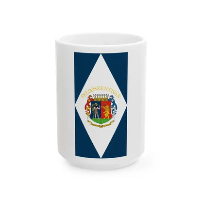 Flag of Felsoszentivan vertical (Hungary) White Coffee Mug 15oz - Go Mug Yourself