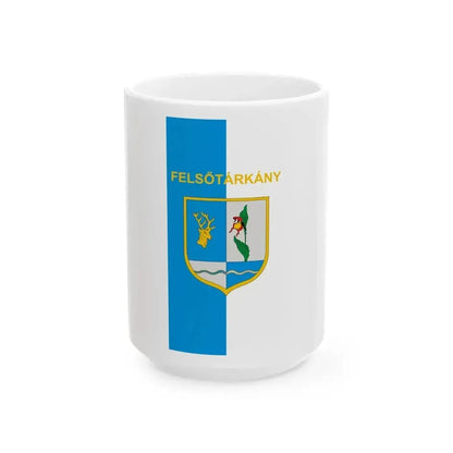 Flag of Felsotarkany vertical (Hungary) White Coffee Mug 15oz - Go Mug Yourself