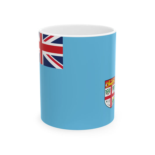 Flag of Fiji Coat of arms small (Fiji) White Coffee Mug-11oz-Go Mug Yourself